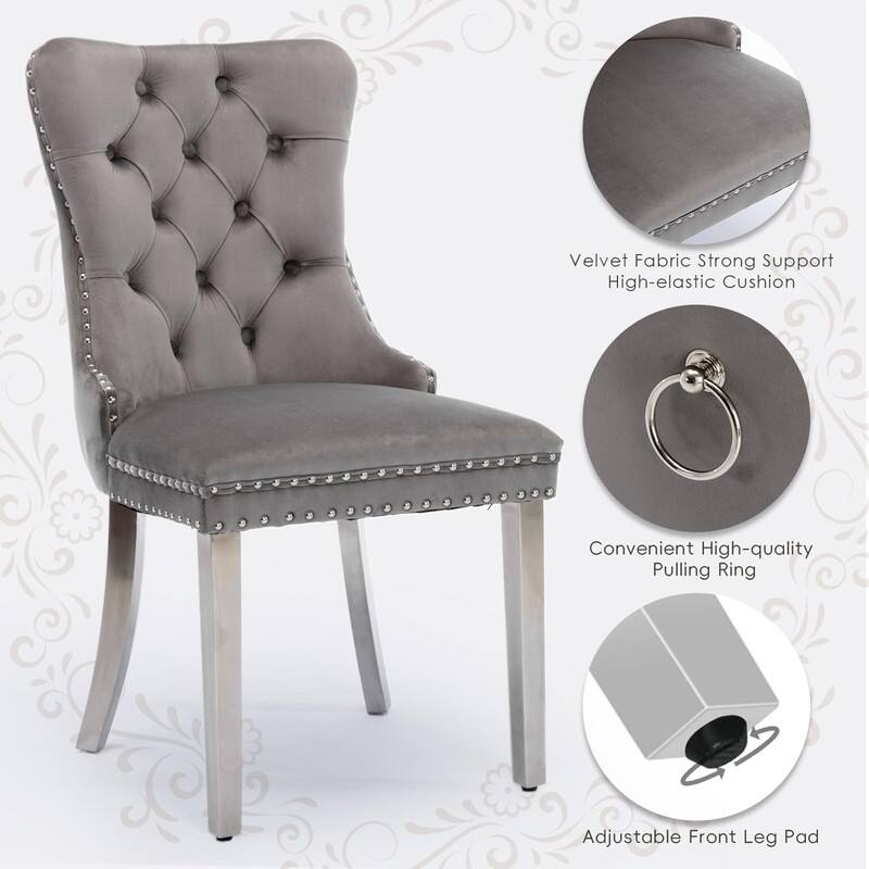 Tufted Naliheads Solid Wood Upholstered Dining Chairs (Set of 4)
