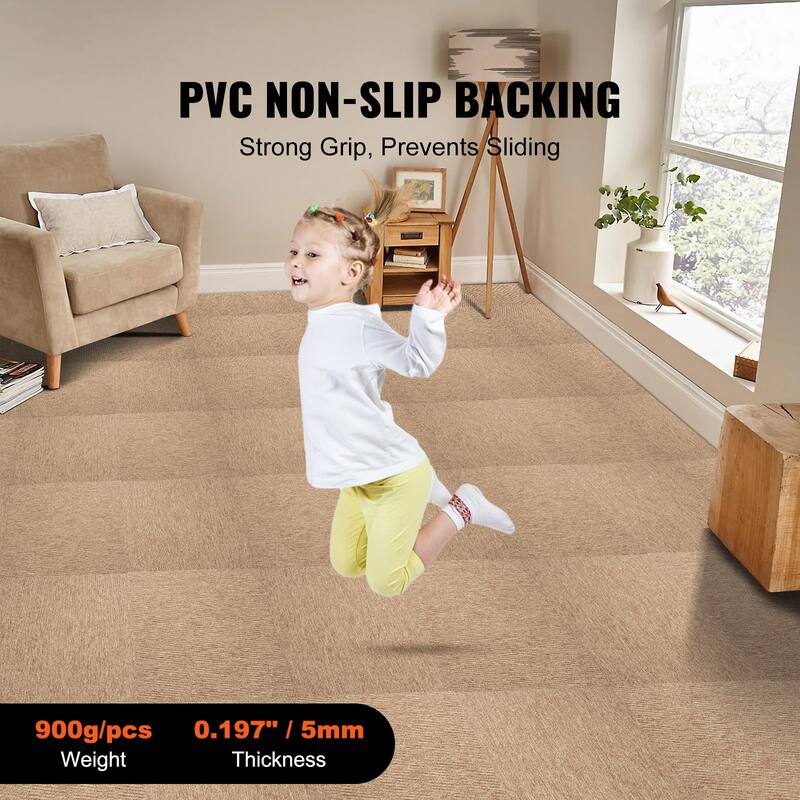 Carpet Tiles Reusable, 20"x 20" Carpet Squares With Padding Attached, Soft Padded Carpet Tiles, Easy Install DIY for Bedroom