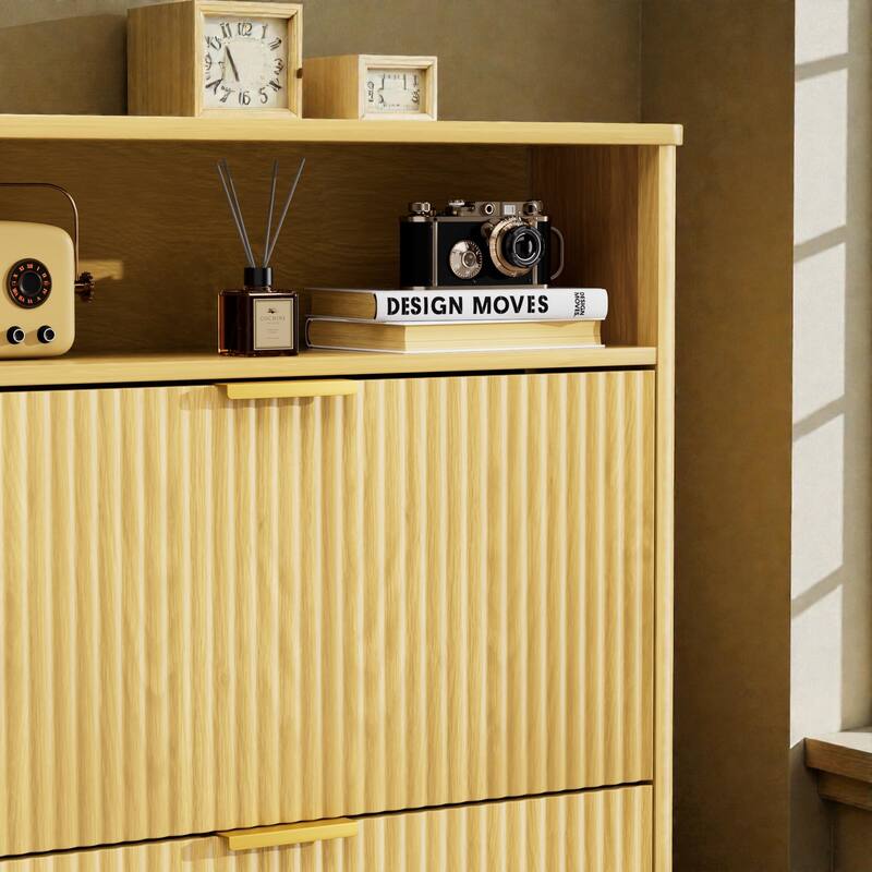 Tall Shoe Cabinet with 3 Flip Drawers, Hidden Entryway Shoe Storage Organizer for Hallway, Foyer, Slim Free-Standing Rack