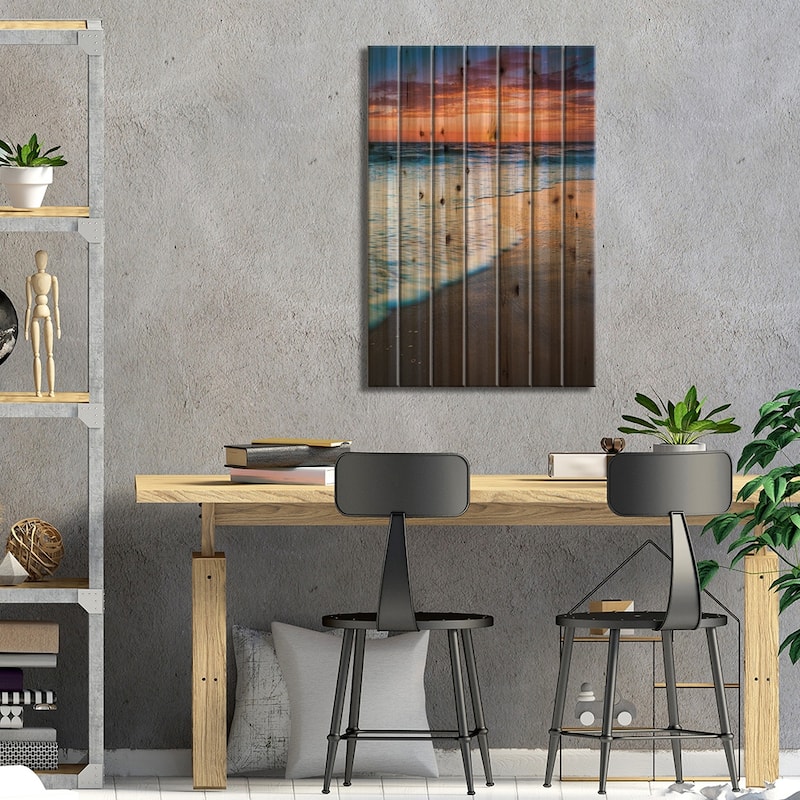 Sunset over the Pacific Ocean from Ventura State Beach, Ventura, California, USA Print On Wood by Russ Bishop - Multi-Color