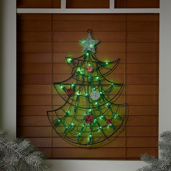 Shop 19 Lighted Christmas Tree With Silver Tinsel Star Window Or