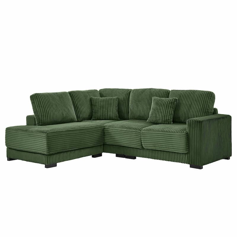 93" Sectional Sofa, L-Shaped with Reversible Chaise Lounge, Upholstered in Soft Corduroy