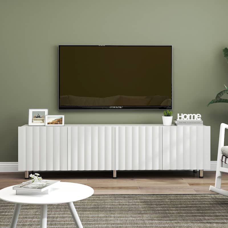 TV Stand for 65+ Inch TV,Modern TV Stand for Living Room,Entertainment Center with Storage & 2 Drawers,TV Media Console Cabinet - White