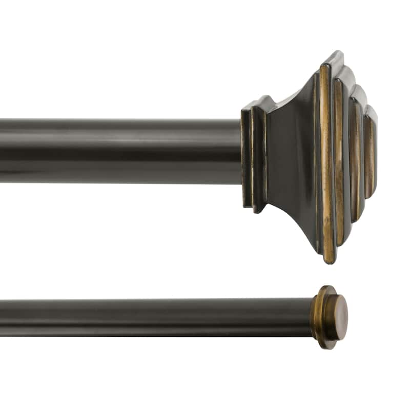 Kenney® Mission 1" Premium Decorative Window Double Curtain Rod, 36-66", Oil Rubbed Bronze