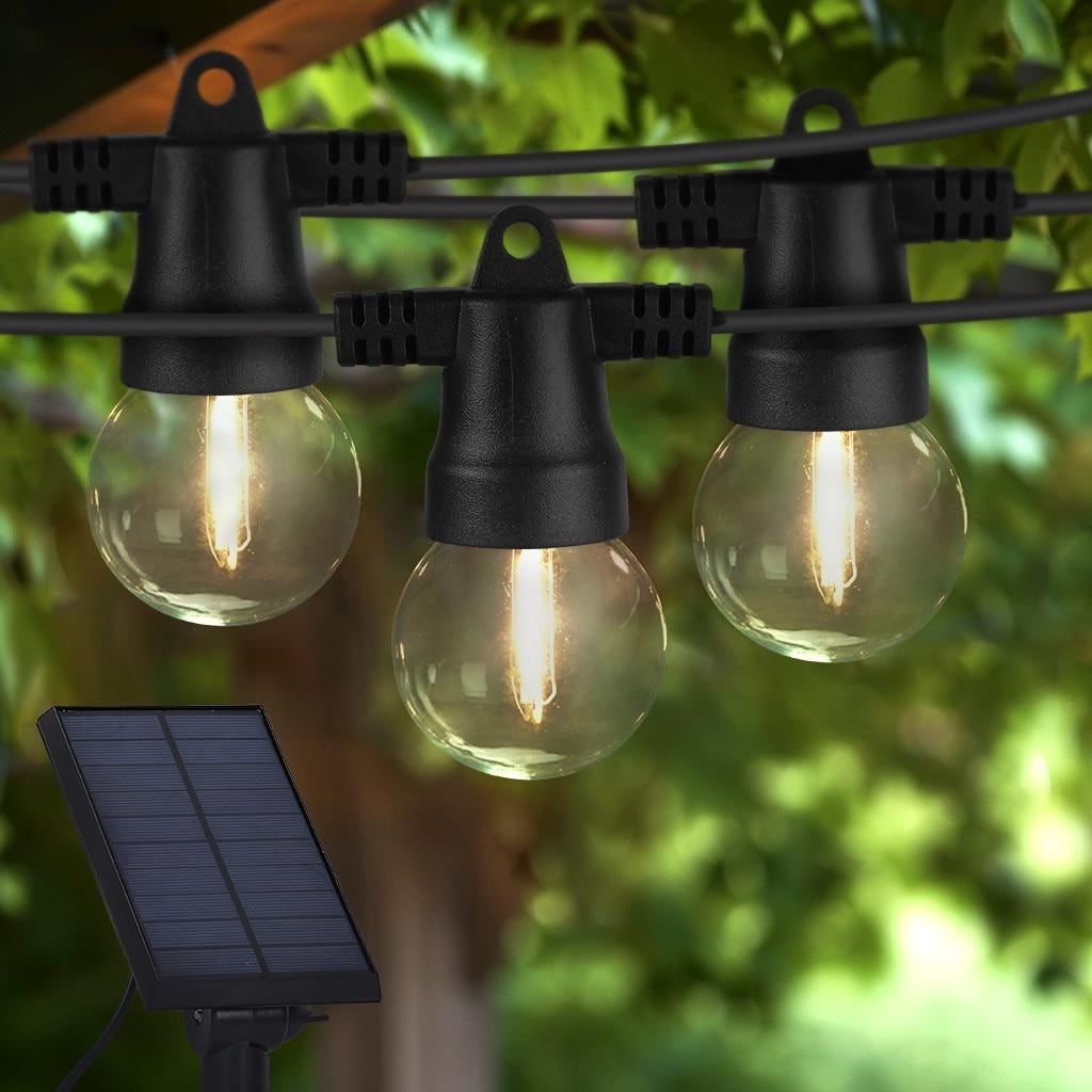 Brightech Ambience Pro 12-Light 27 ft. Outdoor Solar 1W 2700k LED G40 Globe Bulb String-Light