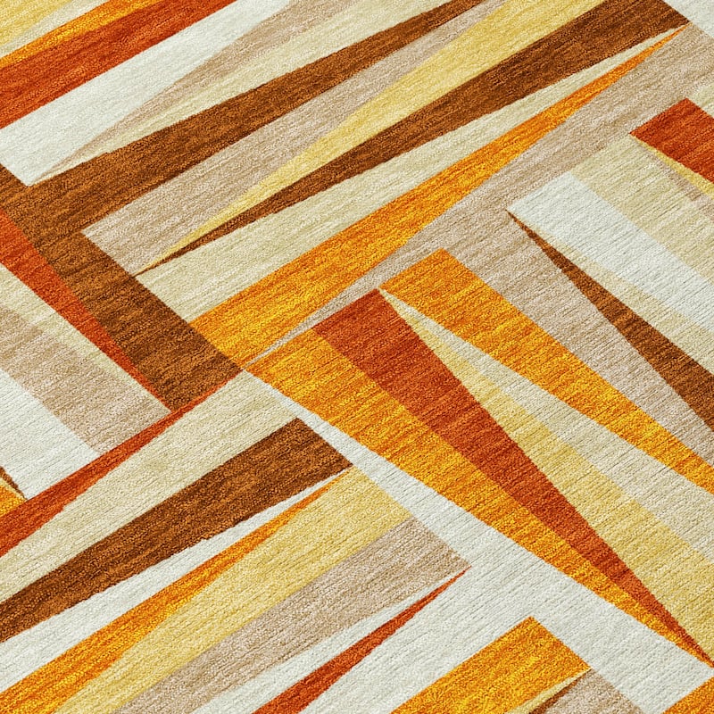 Machine Washable Indoor/ Outdoor Contemporary Mosaic Chantille Rug