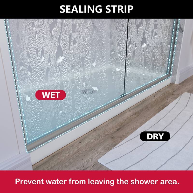 i-Homare 59'' W X 72'' H Semi-Frameless Double Sliding Shower Door with 2 Towel Bars