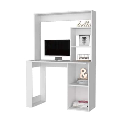 Computer Desk with Hutch & 4 Shelves for Modern Workspace
