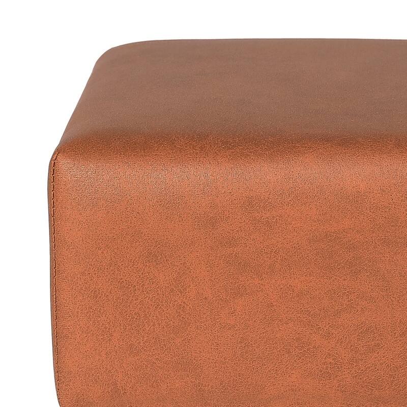 Adeco Square Footrest Stool Faux Leather Ottoman for Living Room
