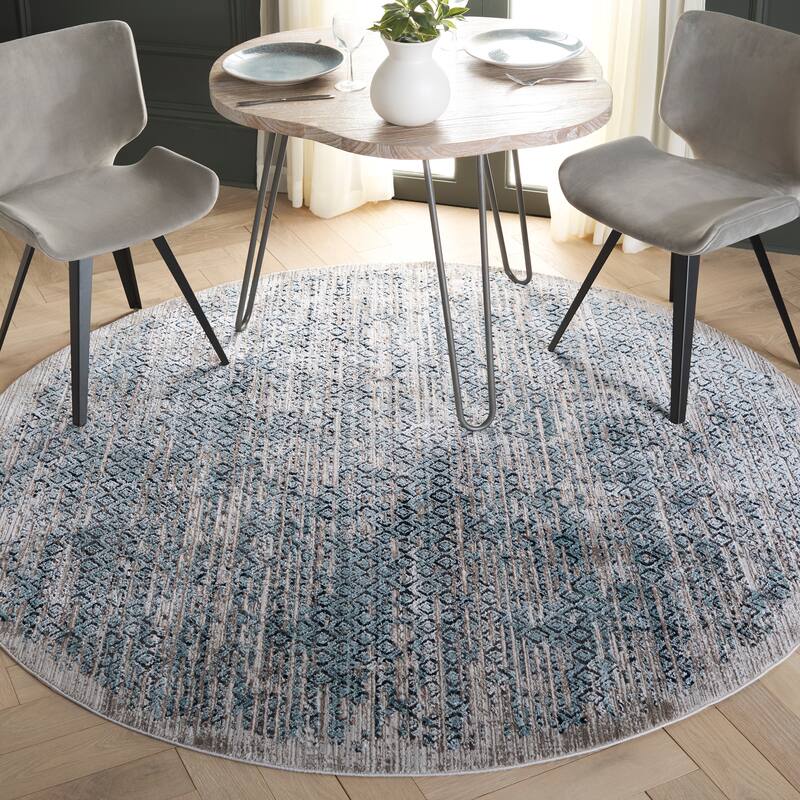 SAFAVIEH Mayflower Esmahan Vintage Rug - 6'7" Round - Ivory/Blue