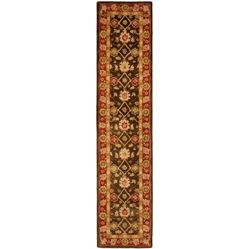 SAFAVIEH Handmade Anatolia Evanthia Traditional Oriental Hand-spun Wool Rug - 2'3" x 16' Runner - Olive/Rust