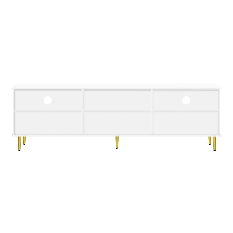 78.7'' Modern TV Stand with Five Metal Legs & Metal Handles, Glass Door Metal TV Cabinet with 2 Drawers & 2 Cabinets, Up to 80''