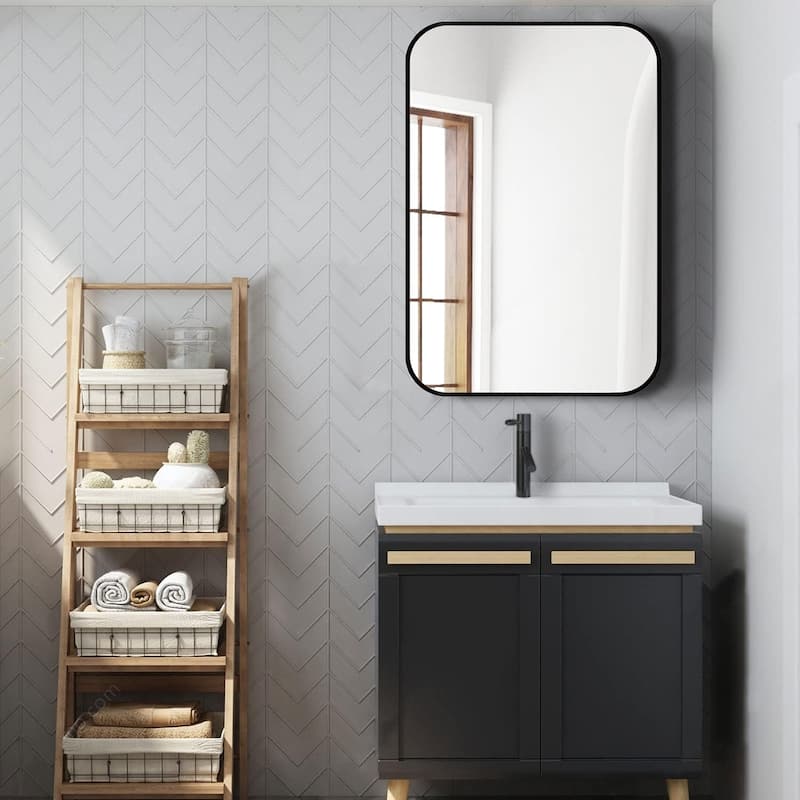 24x36 Inch Metal Framed Rectangular Bathroom Mirror for Wall