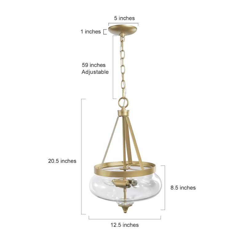 Modern Glam Chandelier 3-Light Clear Glass Lantern Farmhouse Pendant Lights for Kitchen Island