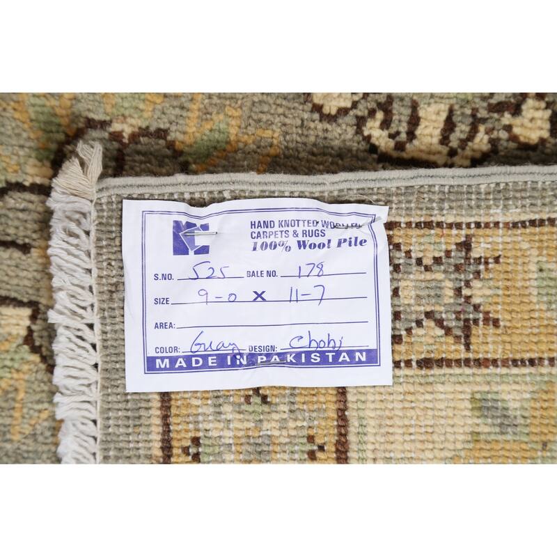 Geometric Khotan Oriental Area Rug Wool Hand-knotted Living Room Carpet - 9'0" x 11'6"