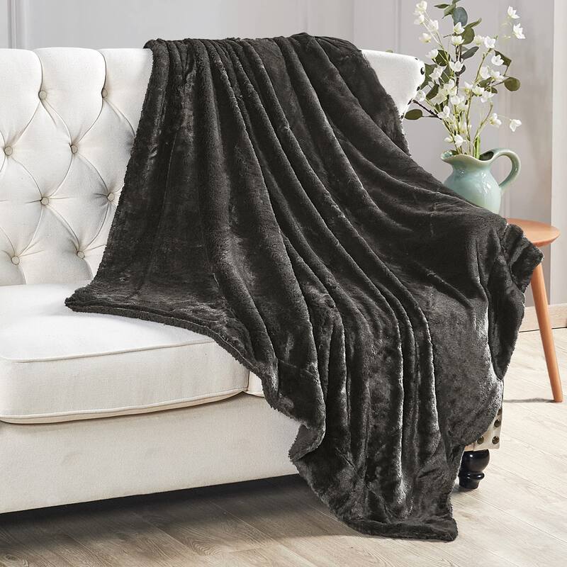 Plain Fauxfur Throw - 50" x 60" - Coffee Bean