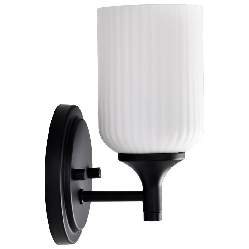 Solara 1 Light Wall Sconce Matte Black Finish Frosted Ribbed Glass - Matte Black