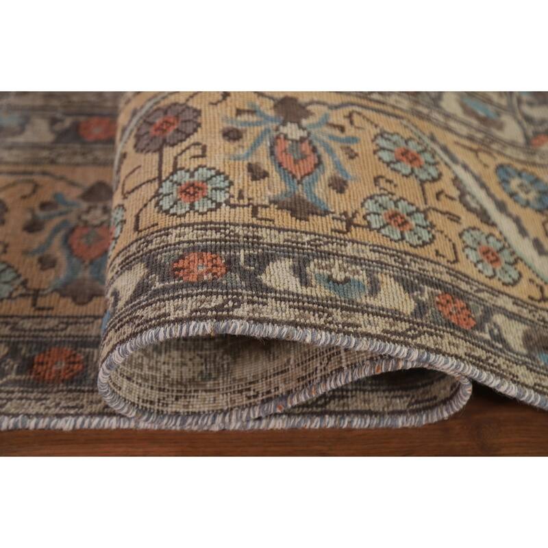 Hand Knotted Oriental 100% Wool Carpet Traditional Floral Peach Mashad Area Rug - 12' 7'' X 8' 10''