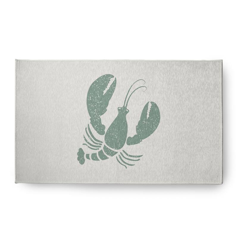 Lobster Nautical Chenille Rug - Sage and White - 18" x 30"