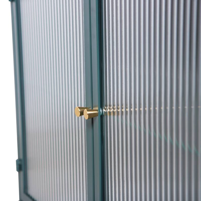 2-Door Wall-Mounted Metal Storage Cabinet with Tempered Glass Doors & Shelves for Bathroom, Kitchen, Living Room & Office