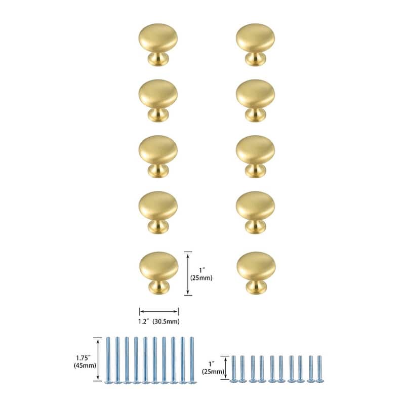 Carmen 1.2" Diameter Mushroom Knob Multipack (Set of 10)