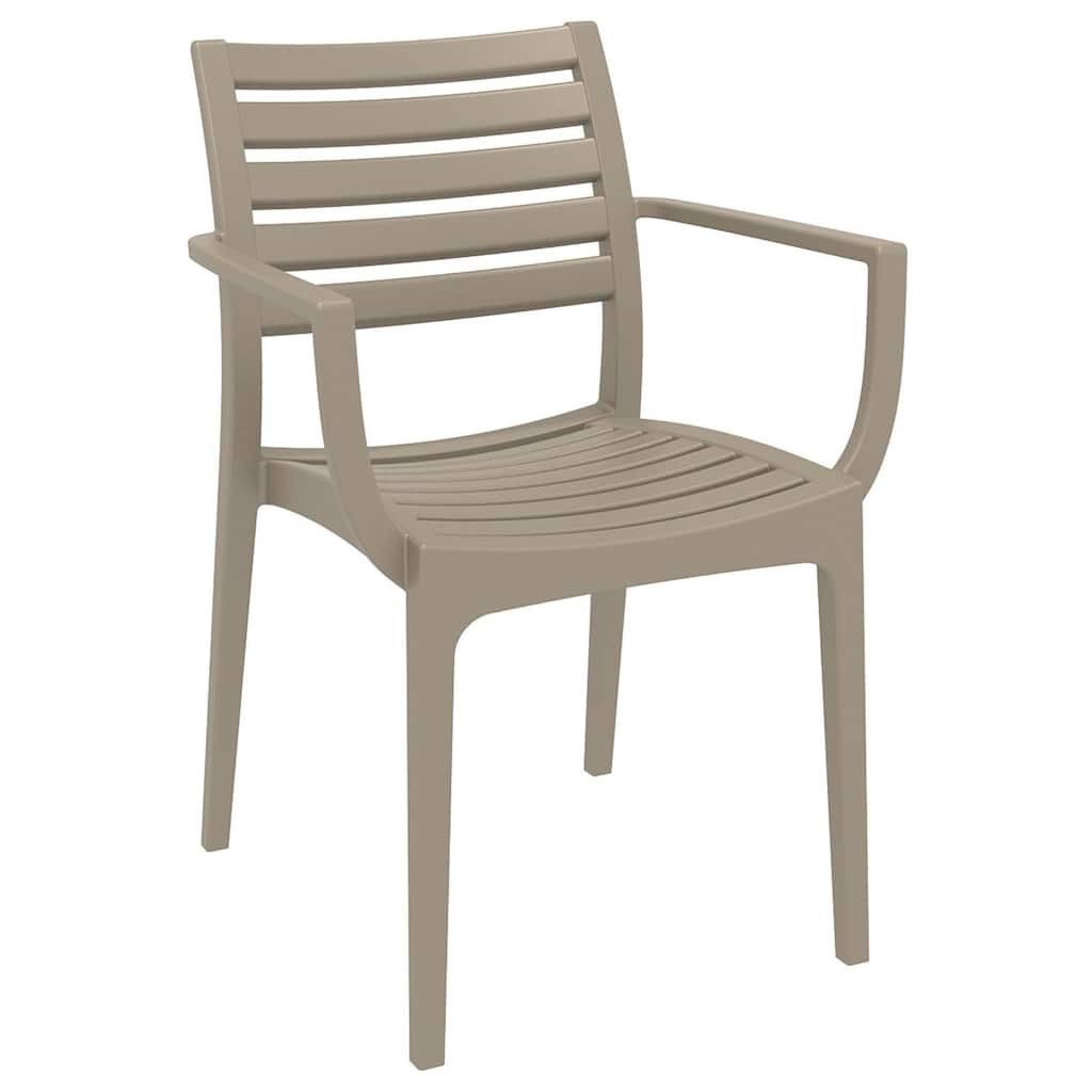 33" Taupe Brown Stackable Outdoor Patio Dining Arm Chair