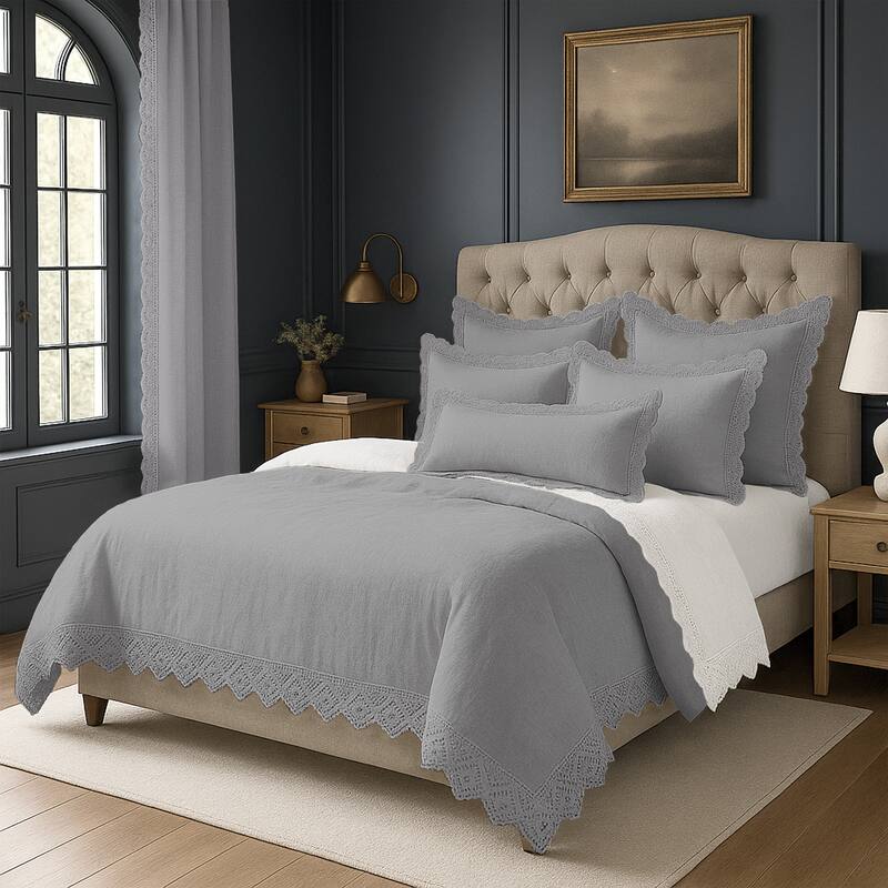 Elsie Lace Shadow 6 Piece Coverlet Set
