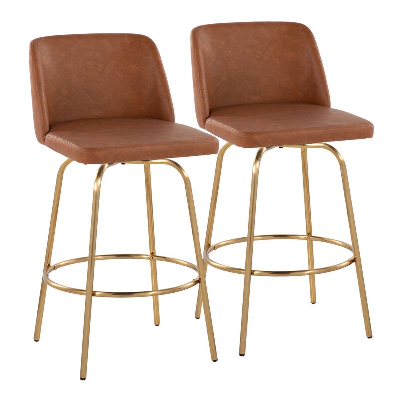 Silver Orchid Vallberga 26" Counter Stool with Gold Metal Base (Set of 2)