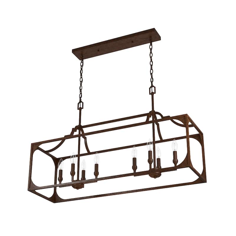 Hunter Highland Hill 8-Light Linear Chandelier - Dining Room Table - Farmhouse, Rustic