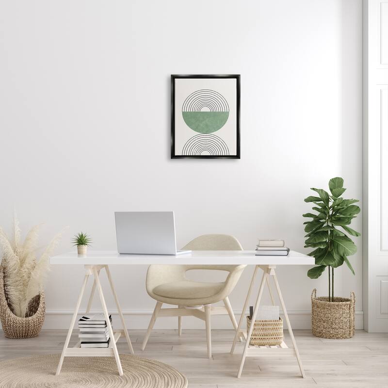 Stupell Abstract Geometric Circular Study Curved Art Deco Floater Frame - Beige