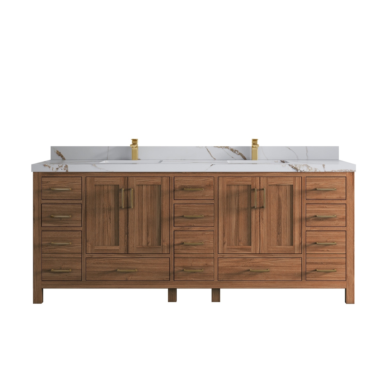 Willow Collections 84 in. W x 22 in. D Malibu Teak Wood Double Bowl Sink Bathroom Vanity with Countertop