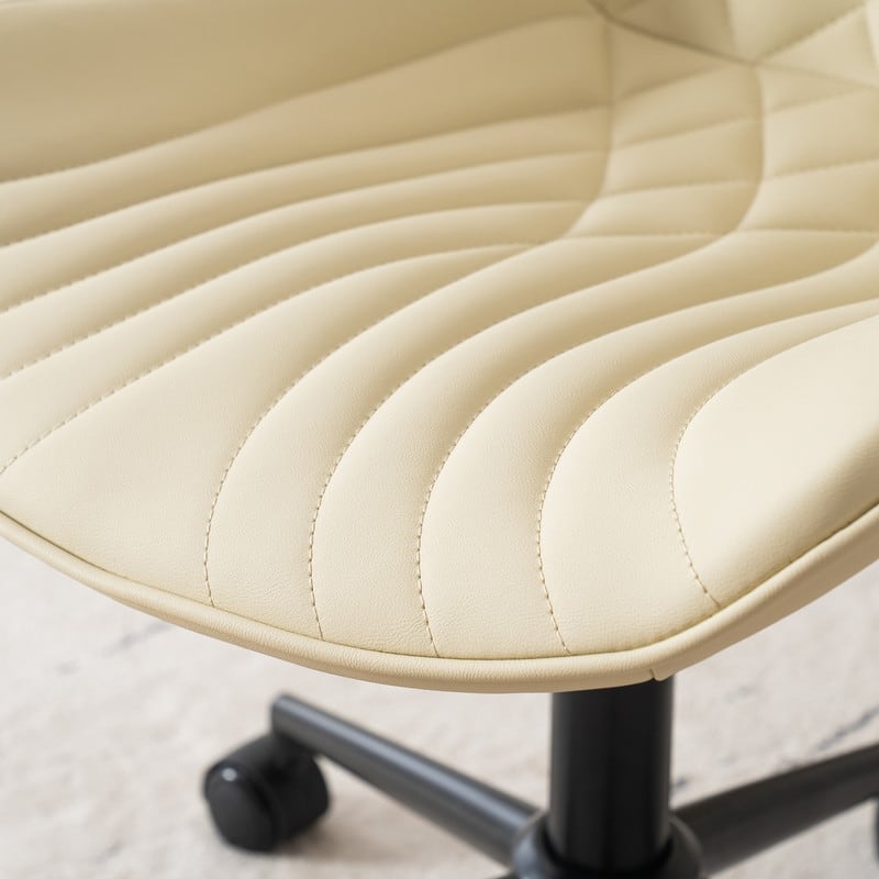 Modern Office Chair, Faux Leather Padded Desk Chair with Back, Wheels