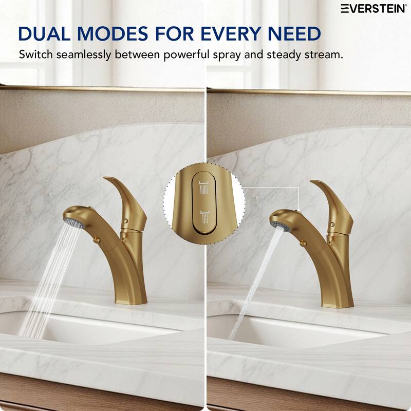 Single Handle Single Hole Pull-Out Basin Bathroom Faucet with Pop‑Up Drain