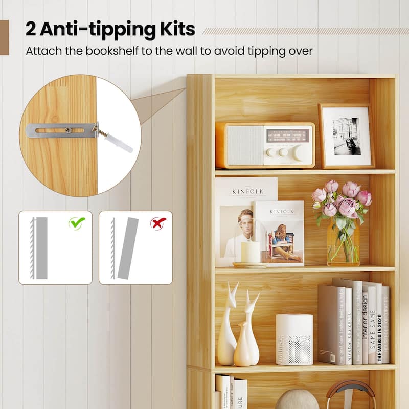 Costway 70" Tall 6-Tier Bookcase with 6 Open Shelves Anti-Toppling - See Details