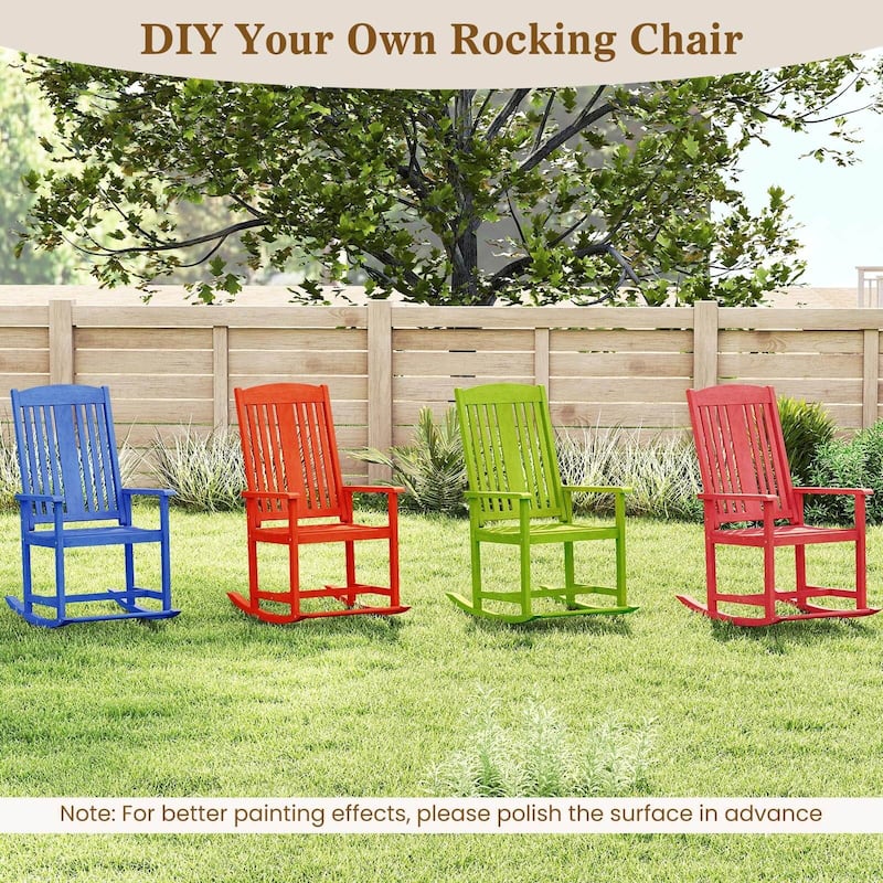 Costway 1/2 PCS Outdoor Rocking Chair with Slatted Seat Wide Armrests