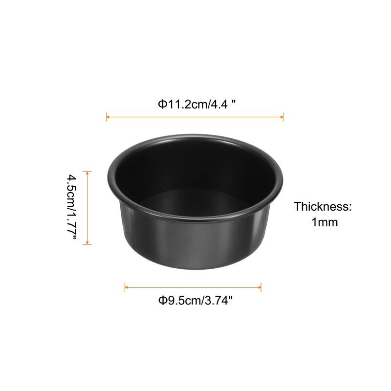 2Pcs Round Cake Pan with Removable Loose Bottom Anodized Aluminum Baking Pan - Black - 4"