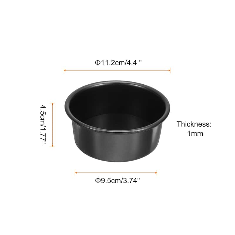 Round Cake Pan w Removable Loose Bottom Anodized Aluminum Baking Pan - Black - 4"