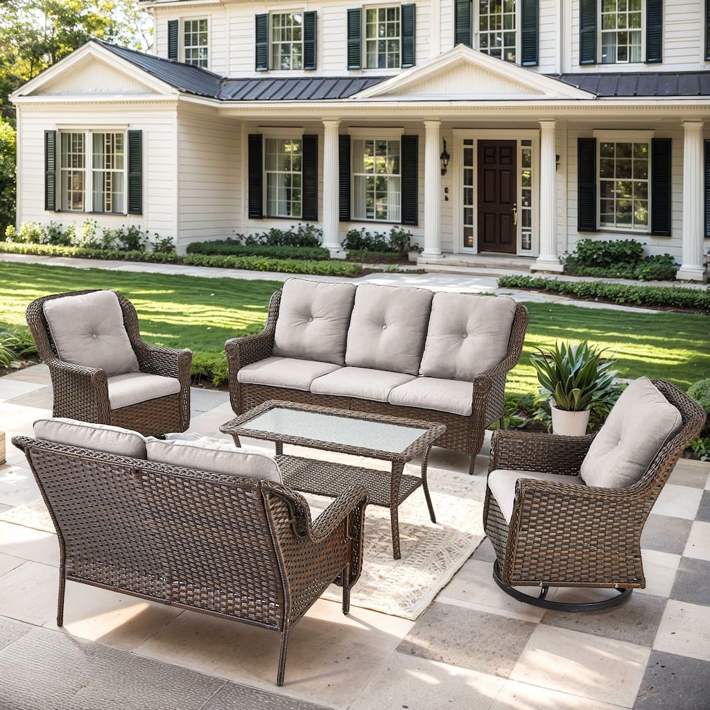 Outside Loveseat with Swivel Chiar and Sofa Brown - Beige