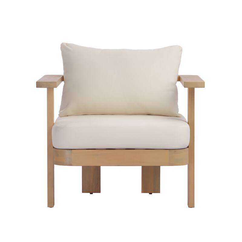 Christopher Knight Home - Elma Outdoor Acacia Wood Patio Conversation Set with Slatted Coffee Table & Cushions