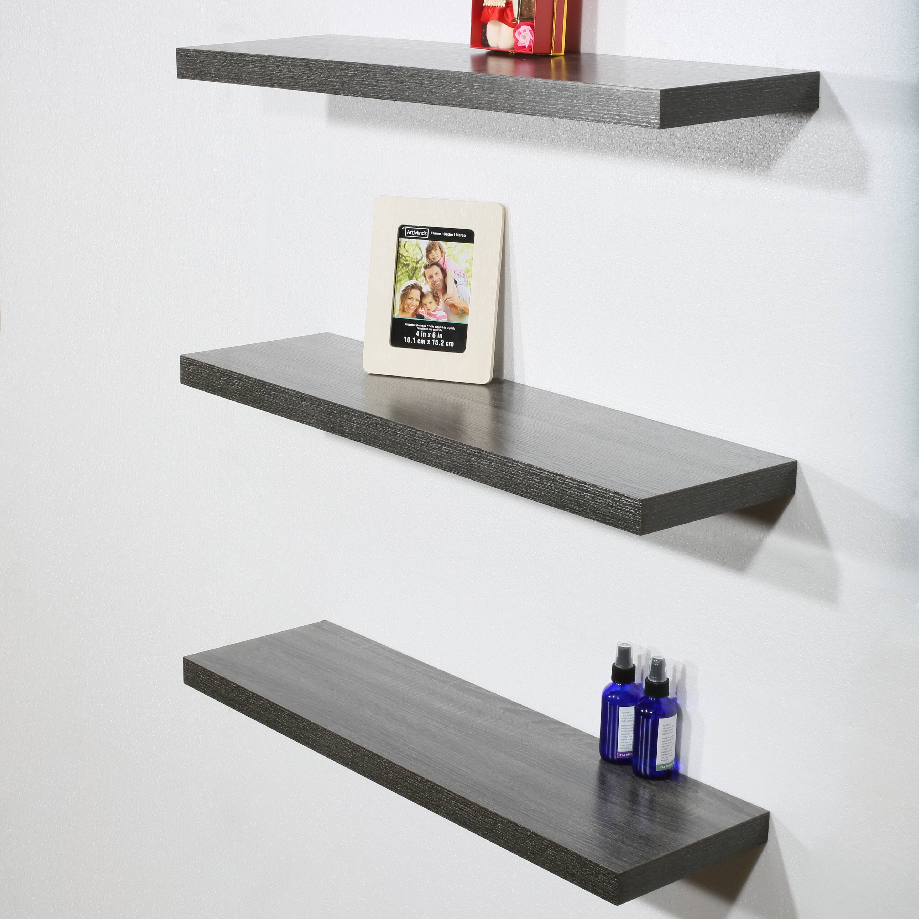 Set of 3 Modern and Contemporary Black Oak Floating Shelves 9.25*31.5