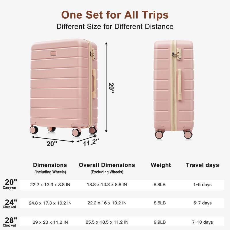3PCS ABS Travel Luggage Set with Spinner Wheels