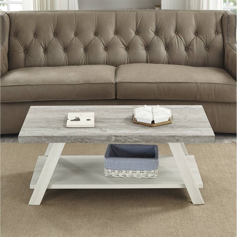48" Modern Rectangular Coffee Table with Storage Shelf and Splayed Legs for Living Room - Multicolor2