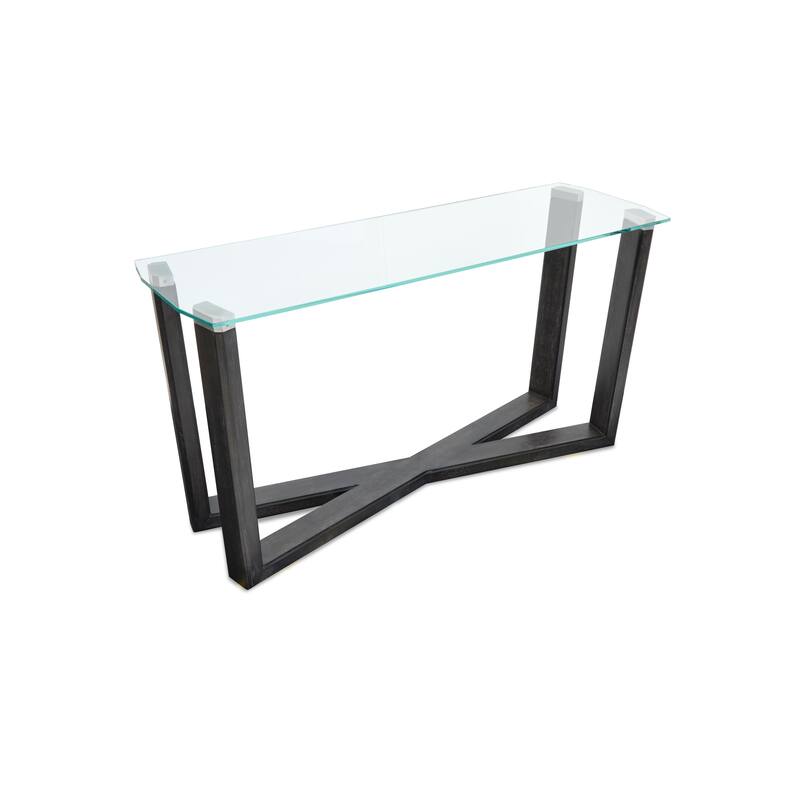Magnussen Home Wexler Black Truffle And Clear Glass Rectangular Sofa Table - 56''W x 17''D x 28''H