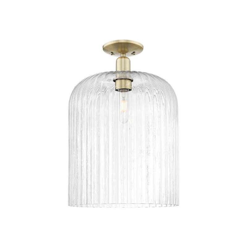 Innovations Lighting 716-1C-19-12 Bridal Veil Semi-Flush Bridal Veil - Antique Brass / Clear