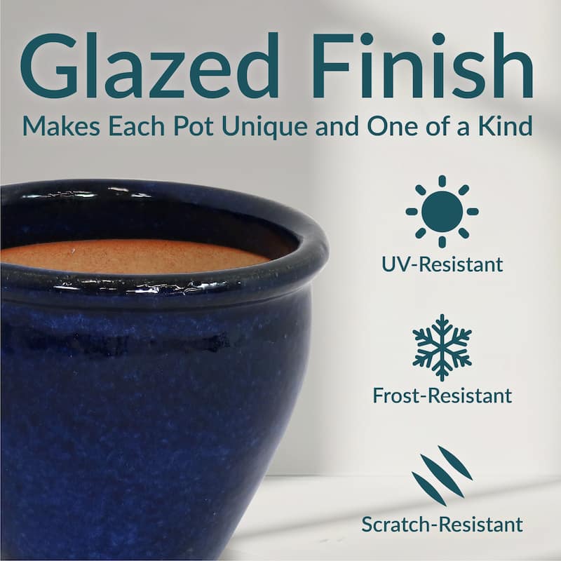 Sunnydaze Chalet Ceramic Indoor/Outdoor Planter - Set of 2