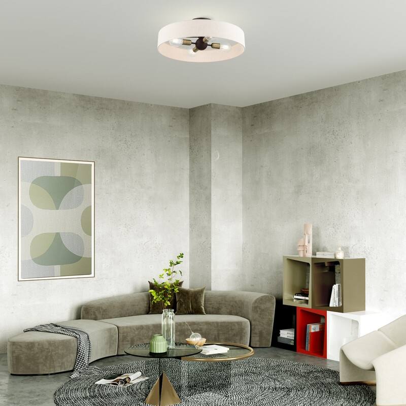 Livex Lighting 4 Light Soft Gold Flush Mount, 46038-07 - 22" Dia x 4" H