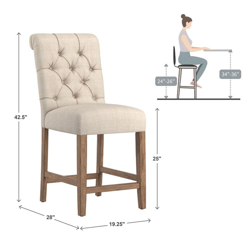 Benchwright Premium Tufted Rolled Back Counter/ Bar Height Stools (Set of 2) by iNSPIRE Q Artisan