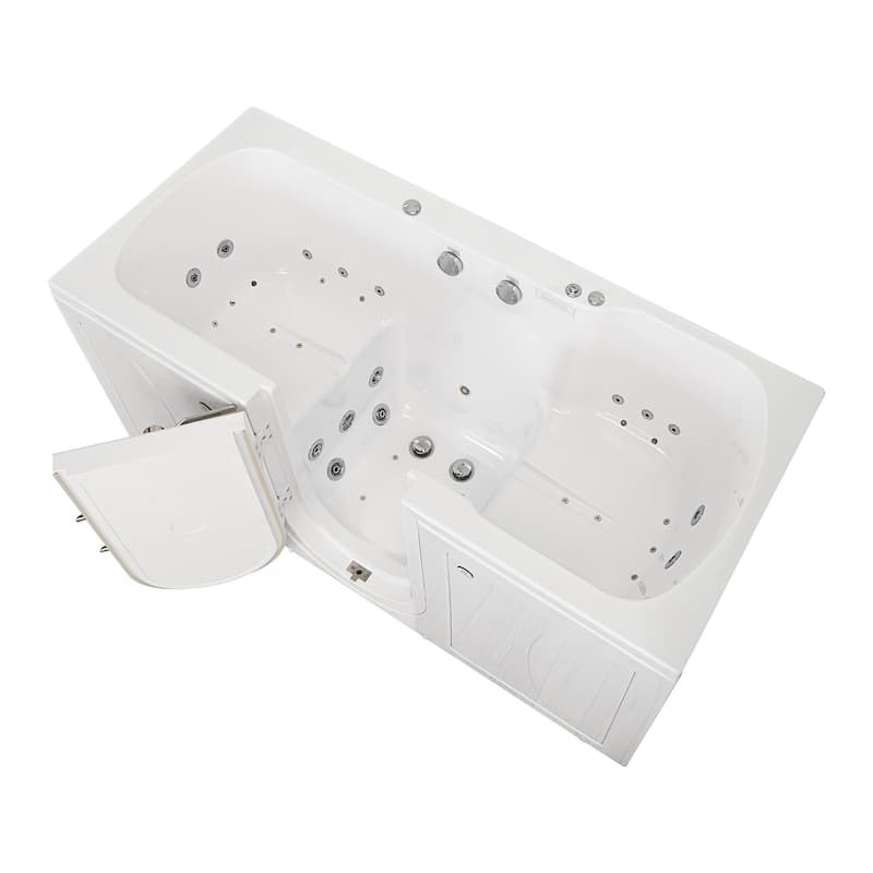 Ella Big4Two 36"x80" Hydro&Air&Foot Massage Acrylic Two Seat Walk-In-Bathtub, Outward swing Door, No Faucet, 2" Dual Drain