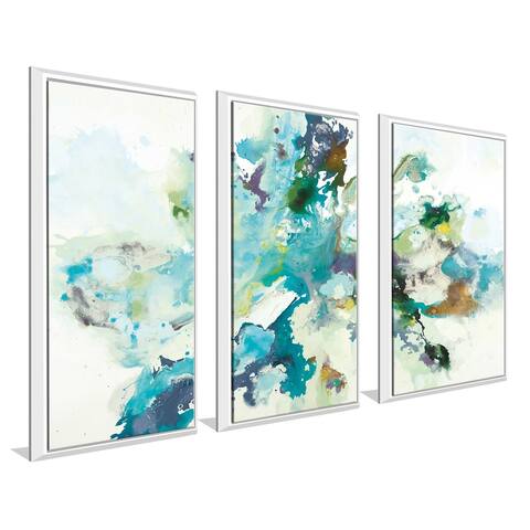 "Remeet" Print in Floating Canvas, Set of 3 - Blue