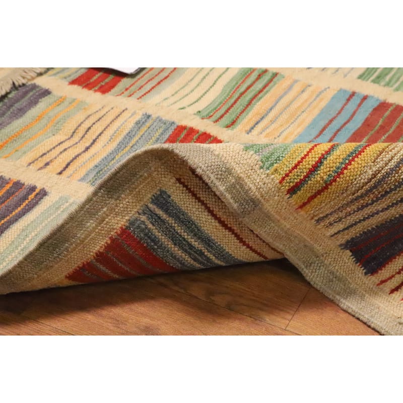 Hand Woven Oriental 100% Wool Carpet Southwestern Modern Multi-Colored Kilim Area Rug - 5' 1'' X 3' 3''